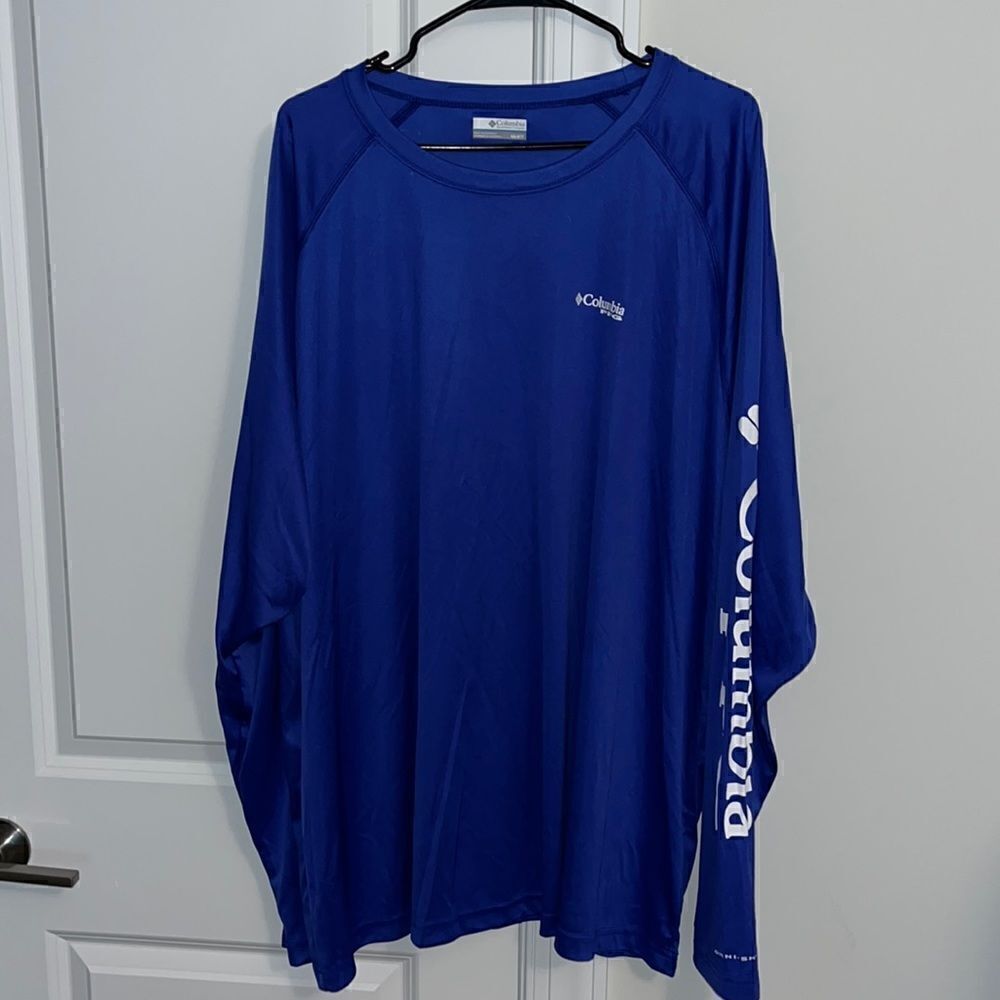 New COLUMBIA PFG Terminal Tackle Duke Royal Blue OmniShade Long Sleeve Shirt 4XL